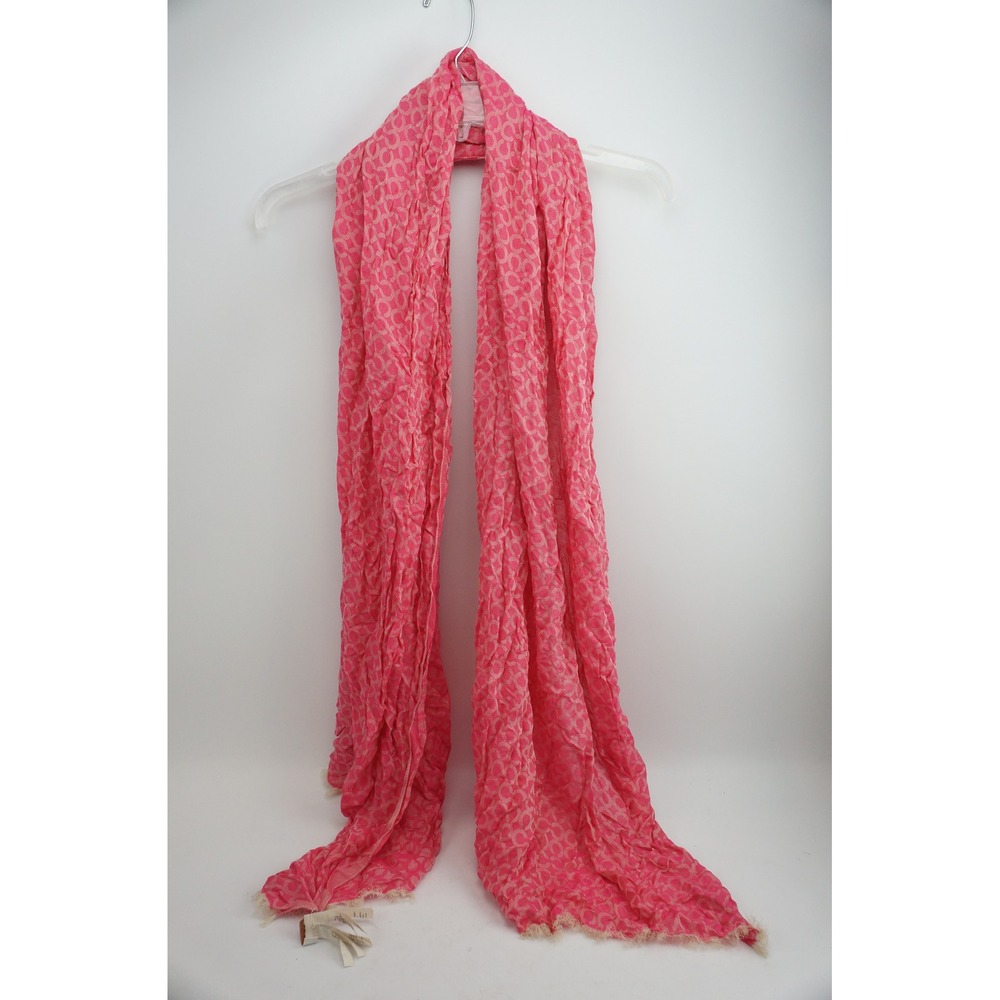 Coach ES Oversize Scarf O/S Pink Signature C Logo Viscose Modal Made in Italy
